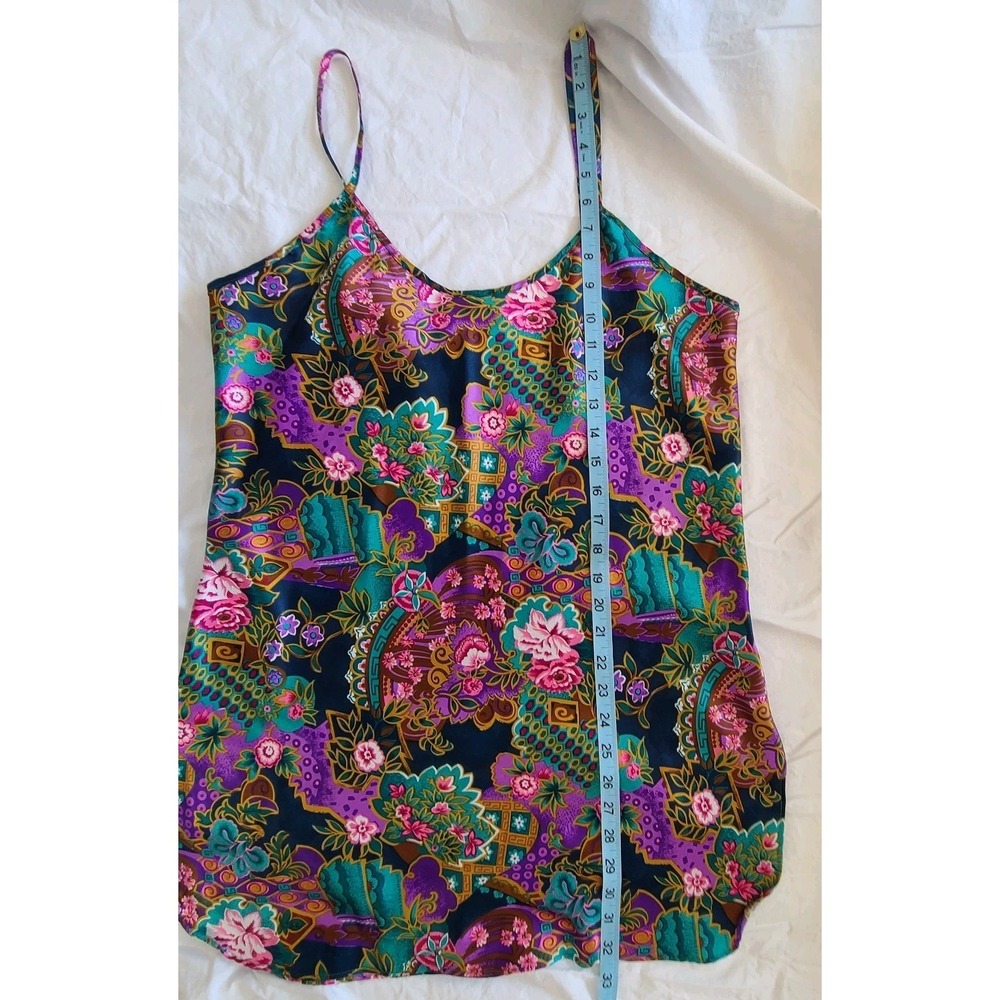VINTAGE Silky Floral Satin Slip Dress Nighty M Whimsey Feminine Fairy Asian - Picture 10 of 12